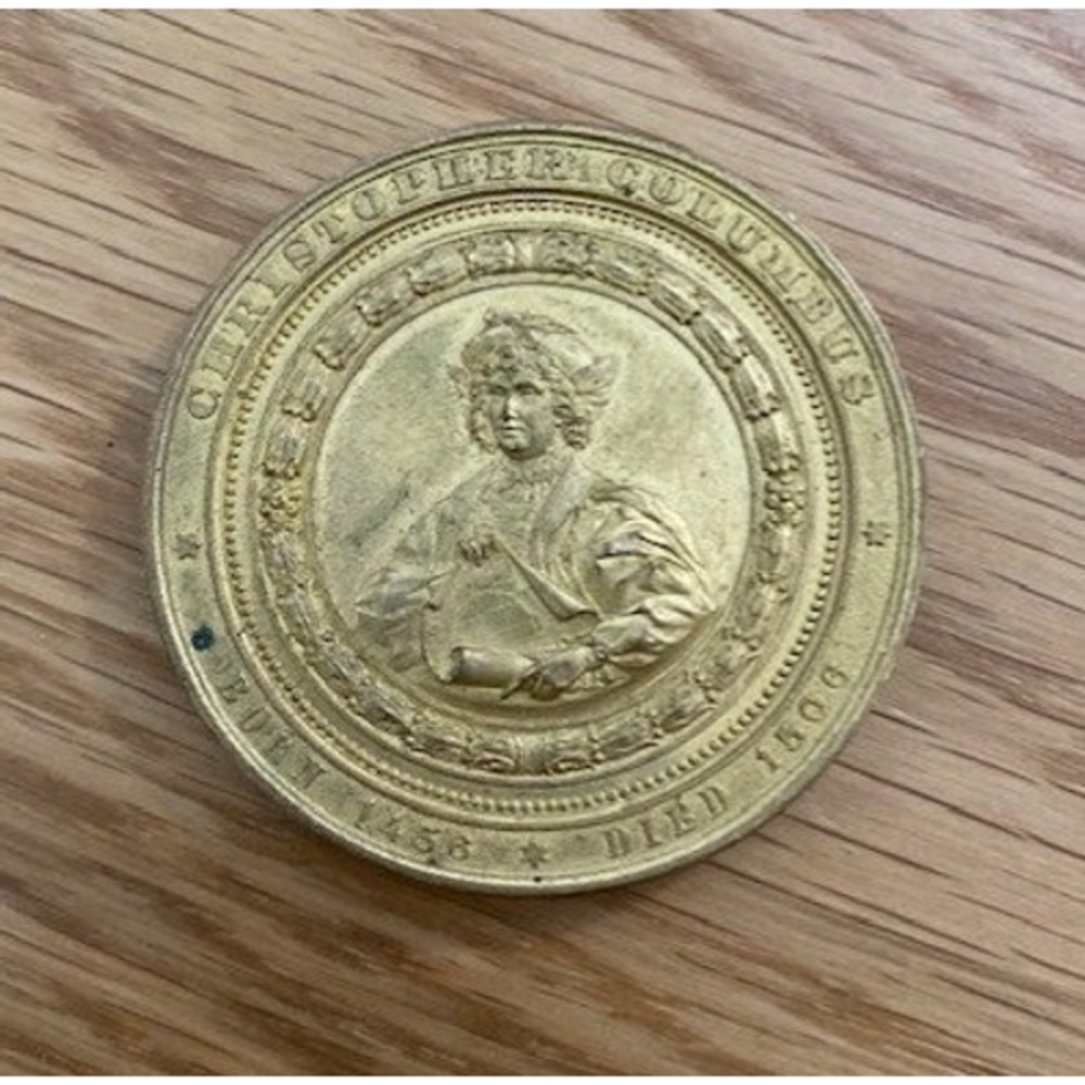 1893 World's Columbian Exposition Medal Chicago Gold Tone Christopher Columbus